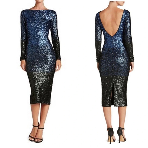 Dress The Population Emery Ombré Sequin Midi Dress - Picture 1 of 14